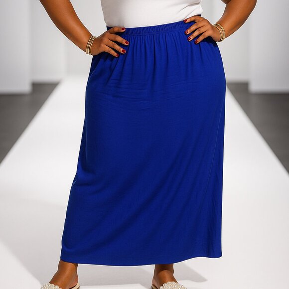 Plus size maxi skirt with elastic waistband - Picture 1 of 5
